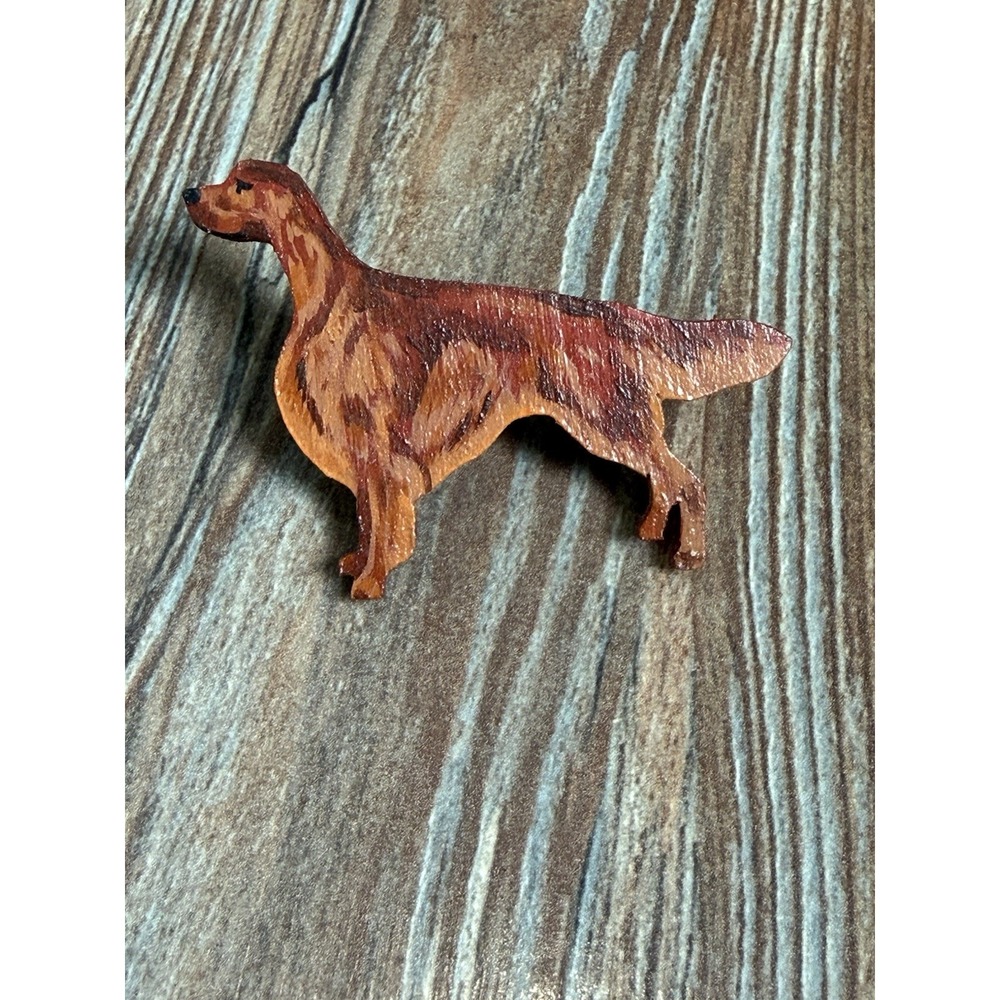 Ozelis 1982 Wooden Hand painted Dog Pin 2.25